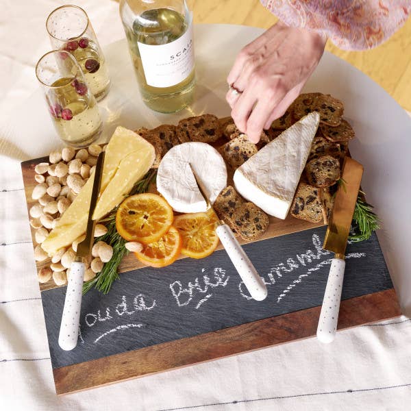 18" Acacia & Slate Charcuterie Board - Includes Chalk