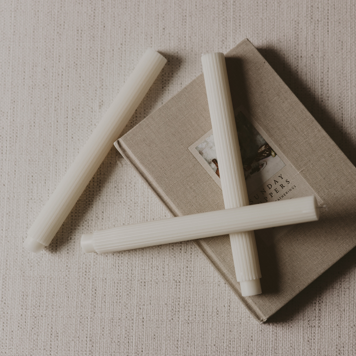 Fluted Taper Candles, Set of 3 - Home Decor & Gifts