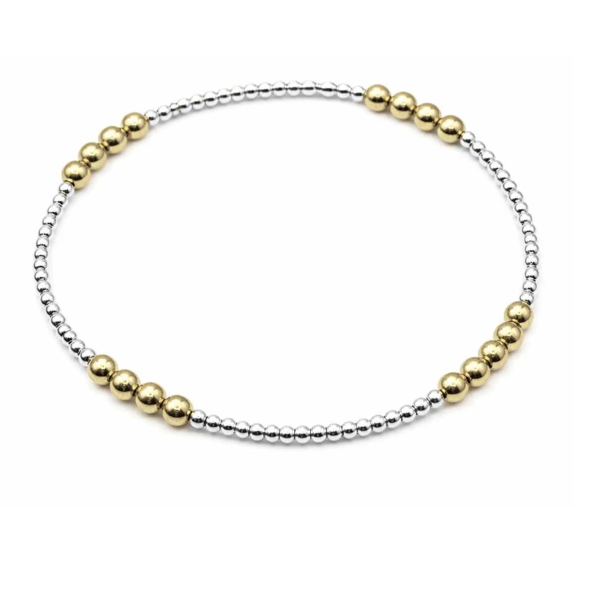 The Hamptons Mix 2x4 Sterling Silver and 14k Gold filled Beaded Bracelet: 7 inch