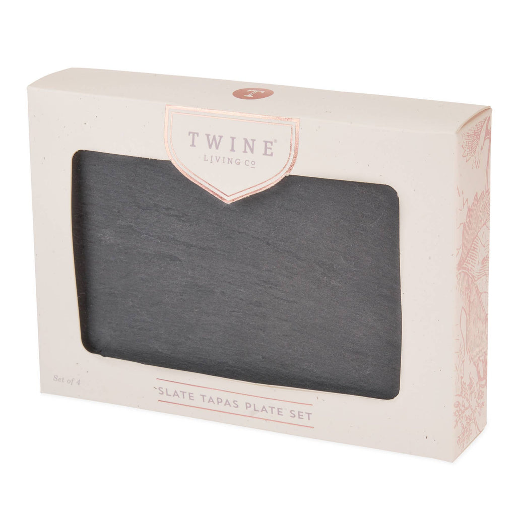 Black Slate Appetizer Plates w/ Natural Edges - Set of 4