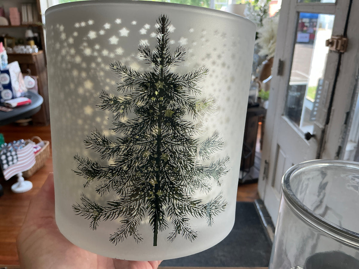 Frosted White Glass Christmas Tree Container - L