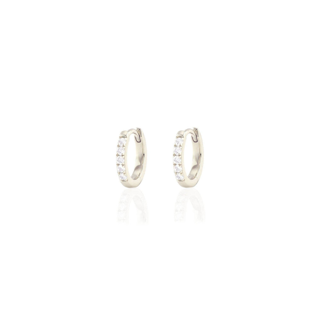 Crystal Huggie Hoop Earrings: 18K Gold Vermeil / Crystal