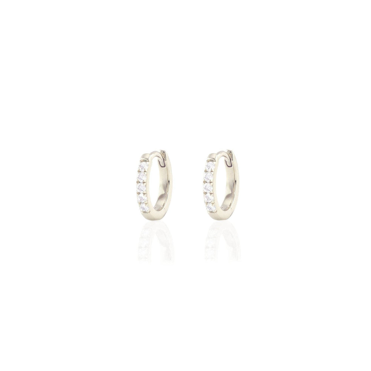 Crystal Huggie Hoop Earrings: 18K Gold Vermeil / Crystal