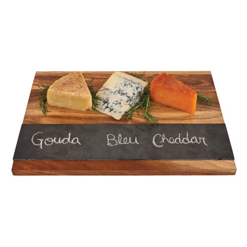 18" Acacia & Slate Charcuterie Board - Includes Chalk