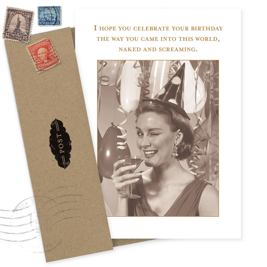 Naked And Screaming Birthday Card