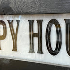 Lighted Happy Hour Sign With Wavy Glass - Vintage Style
