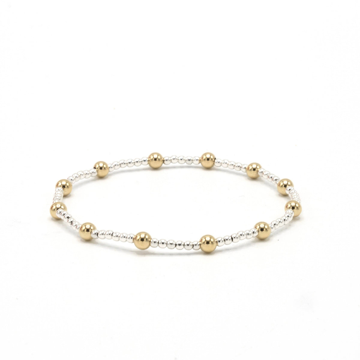 The Malibu Mix Collection 14k Gold-Filled and Sterling Beaded Bracelets: 7"