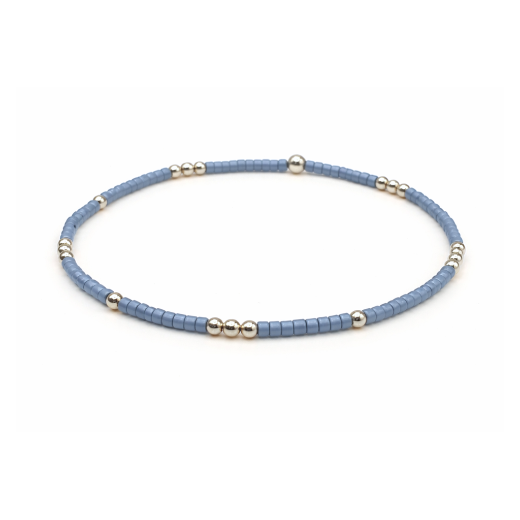 2mm Newport DENIM BLUE + Gold Filled Waterproof Bracelet: 7"