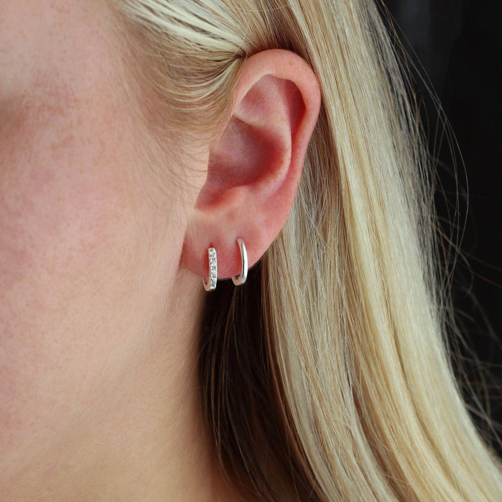 Crystal Huggie Hoop Earrings: 18K Gold Vermeil / Crystal