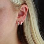 Crystal Huggie Hoop Earrings: 18K Gold Vermeil / Crystal