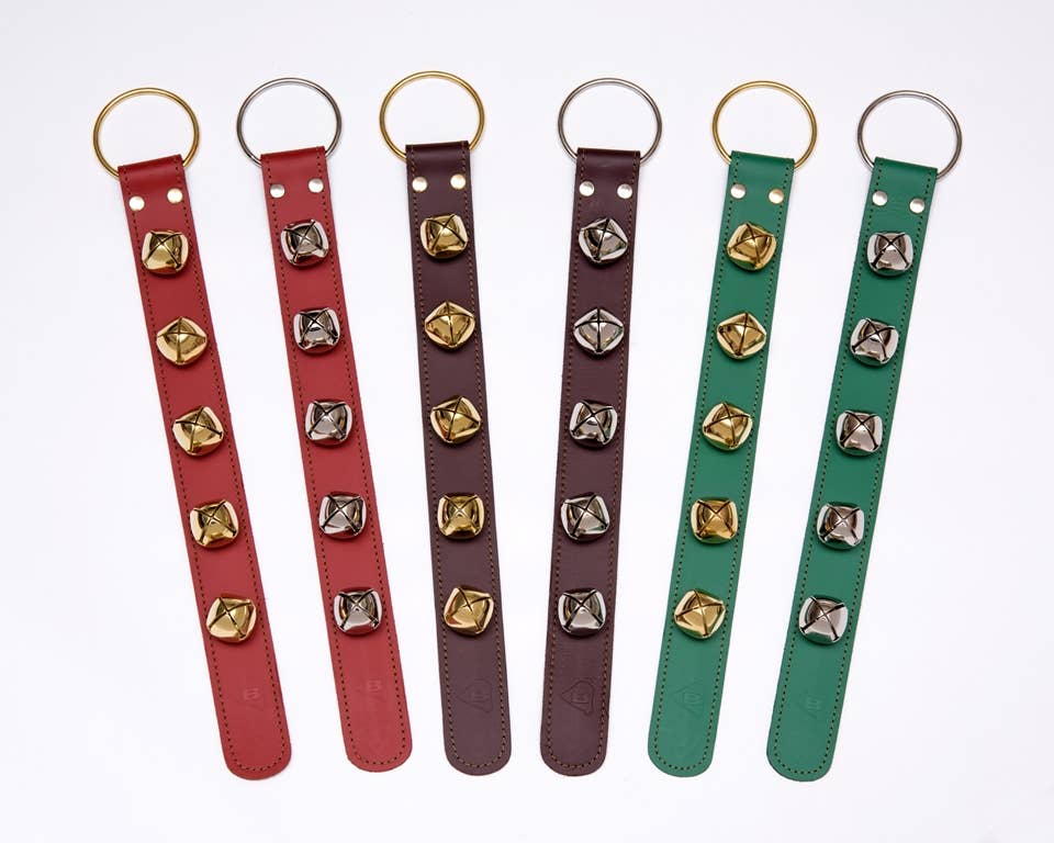 Sleigh Bell Strap with 5 Bells: Red / Nickel