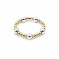 Malibu Mix Sterling Silver 4mm & Gold filled 2mm Beaded Waterproof Stretch Ring