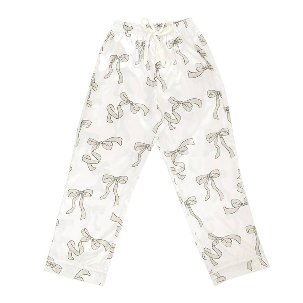 Long Sleeve PJ Set - Flax Bow: 100% Polyester / MD
