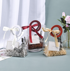 3 Color Transparent Thick PVC gift Bag w/ Ring Circle Handle: Pink / Large