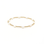Petite Patterned Rice Pearl Bracelet with 14k Gold-Filled Beads: 7"