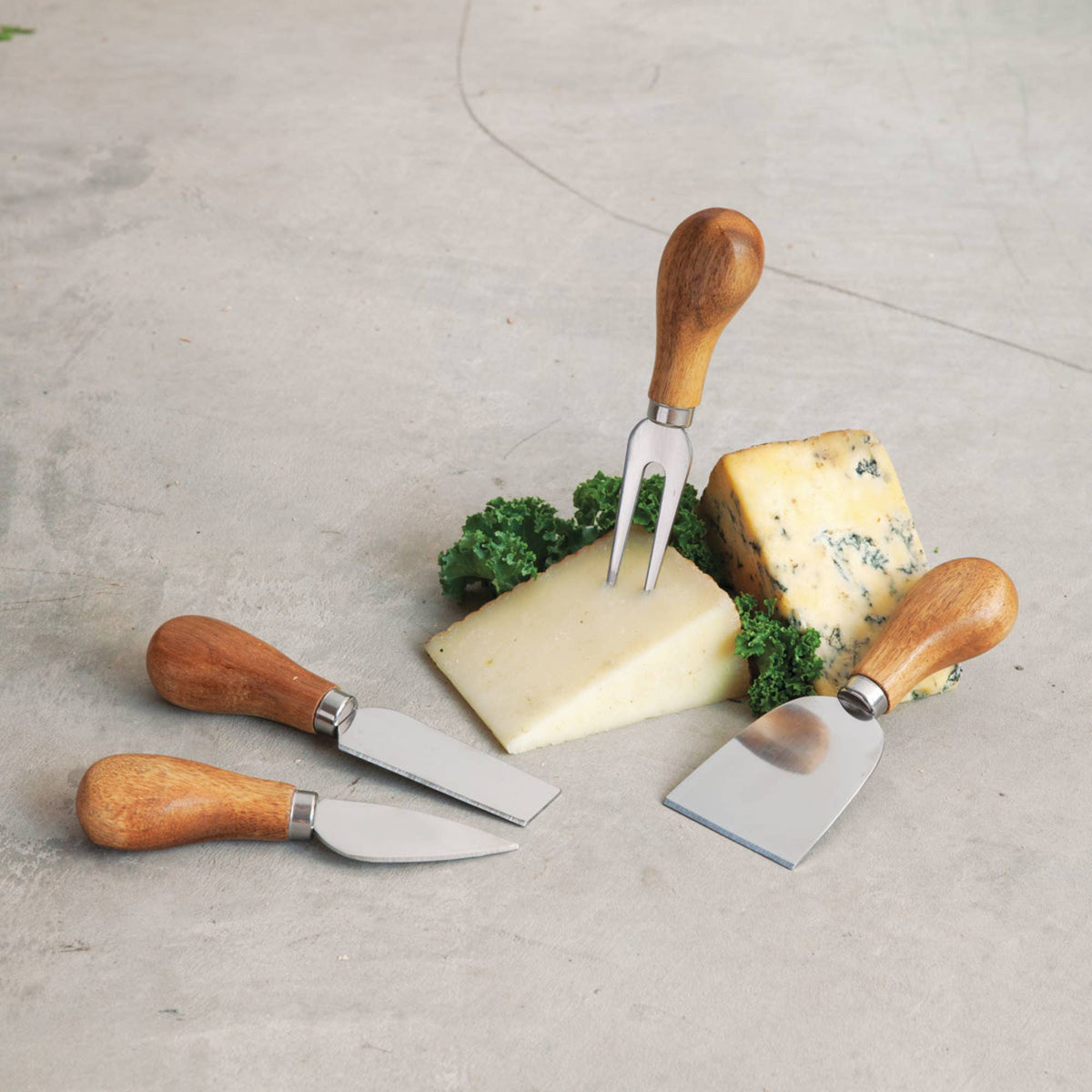 Acacia & Stainless Steel Gourmet Cheese Knives - Set of 4
