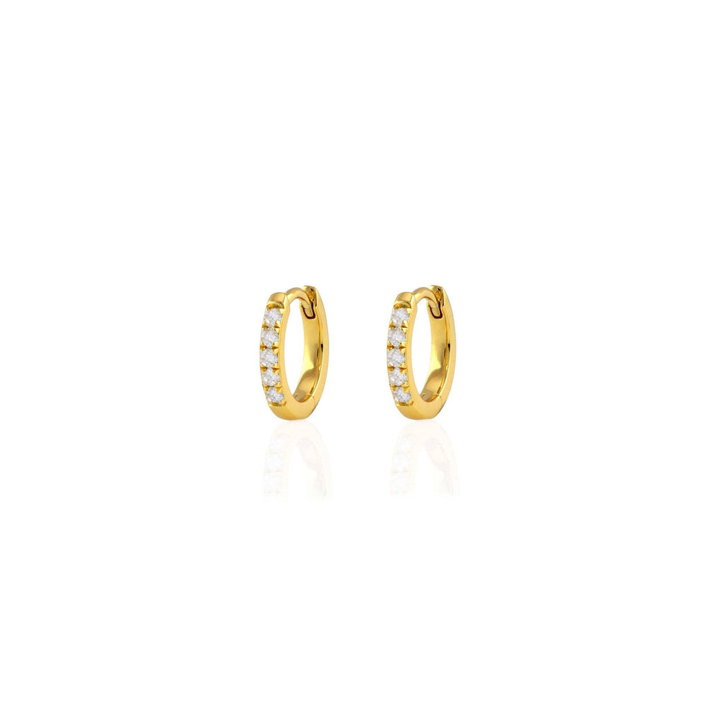 Crystal Huggie Hoop Earrings: 18K Gold Vermeil / Crystal