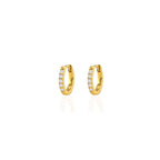 Crystal Huggie Hoop Earrings: 18K Gold Vermeil / Crystal