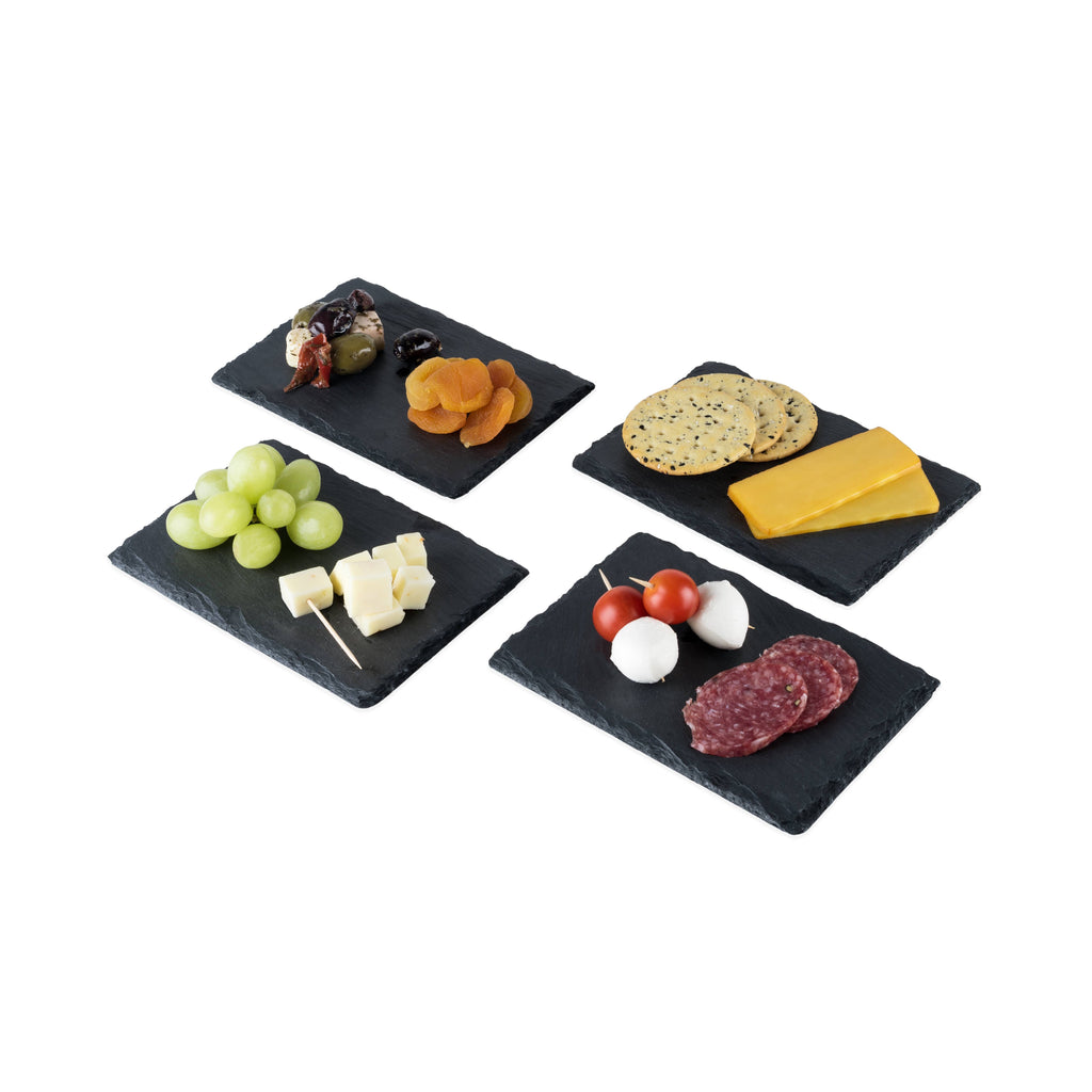 Black Slate Appetizer Plates w/ Natural Edges - Set of 4