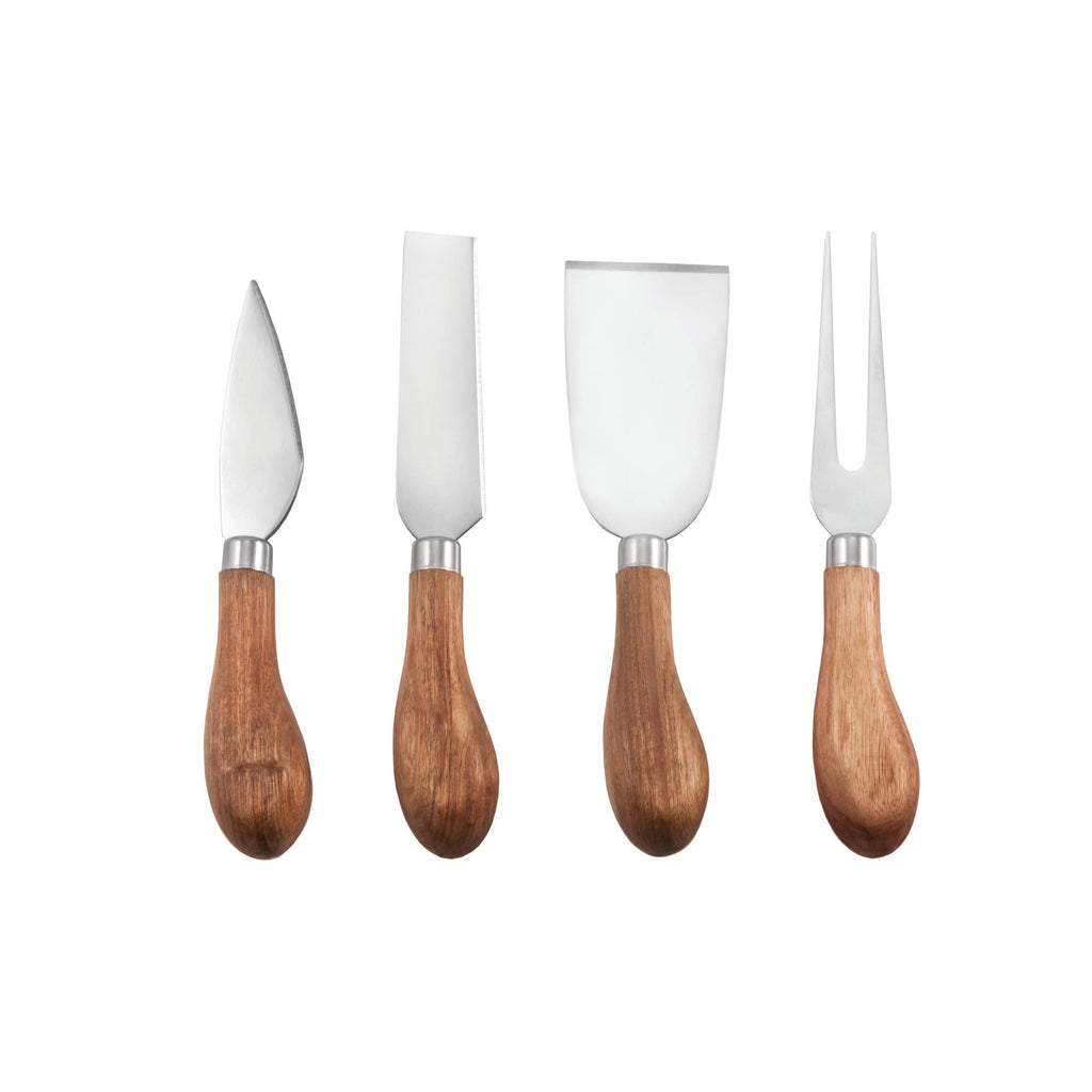 Acacia & Stainless Steel Gourmet Cheese Knives - Set of 4