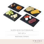 Black Slate Appetizer Plates w/ Natural Edges - Set of 4