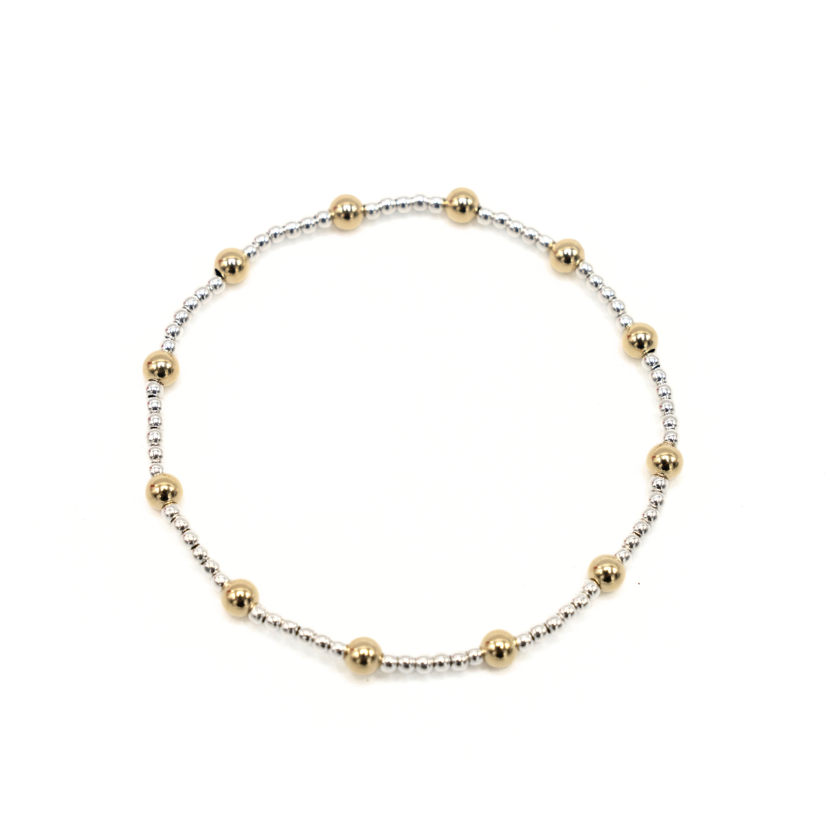 The Malibu Mix Collection 14k Gold-Filled and Sterling Beaded Bracelets: 7"