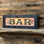 Lighted Bar Sign With Wavy Glass - Vintage Style
