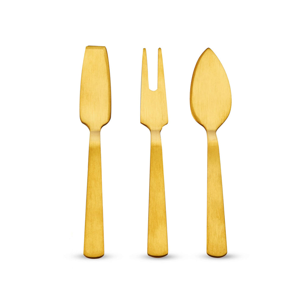 Gold-Plated Stainless Steel Cheese Knives - Set of 3