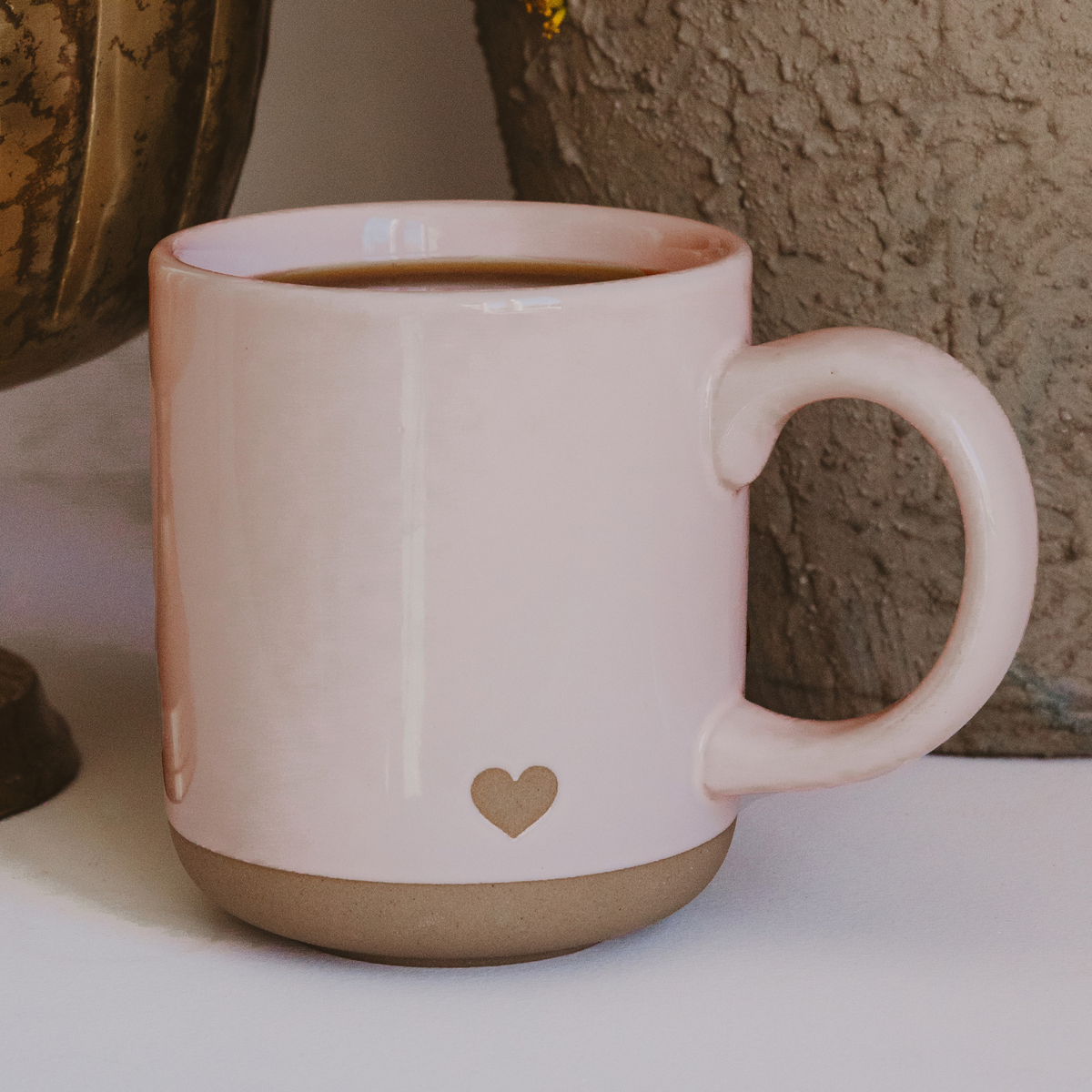 *NEW* Heart Pink Stoneware Coffee Mug - Valentine's Day Gift