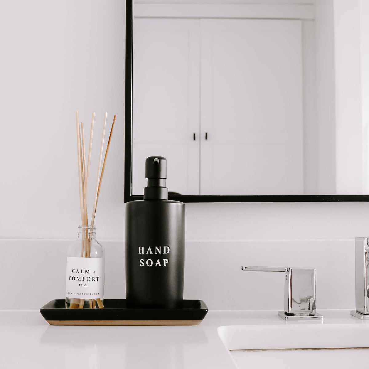 15oz Black Stoneware Hand Soap Dispenser- Home Decor & Gifts
