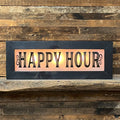 Lighted Happy Hour Sign With Wavy Glass - Vintage Style