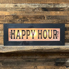 Lighted Happy Hour Sign With Wavy Glass - Vintage Style