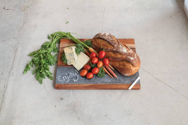 18" Acacia & Slate Charcuterie Board - Includes Chalk