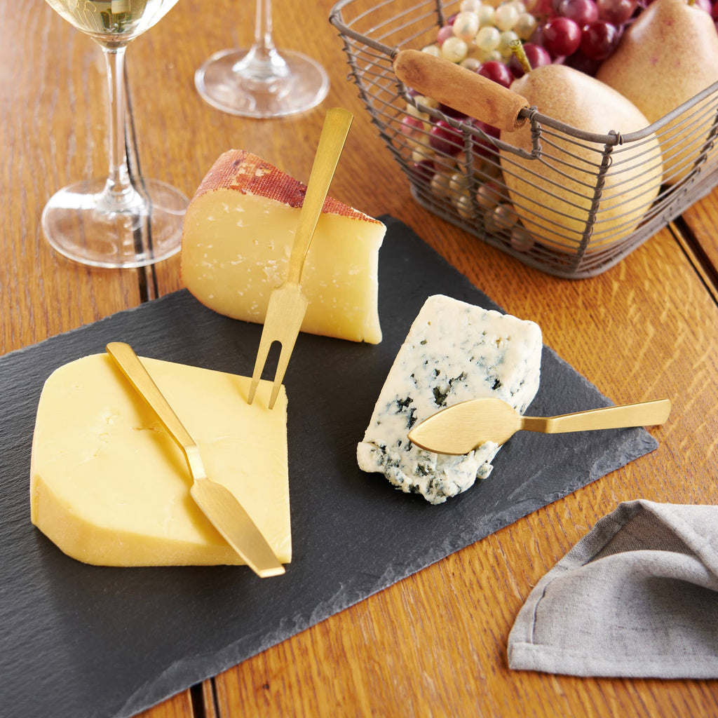 Gold-Plated Stainless Steel Cheese Knives - Set of 3