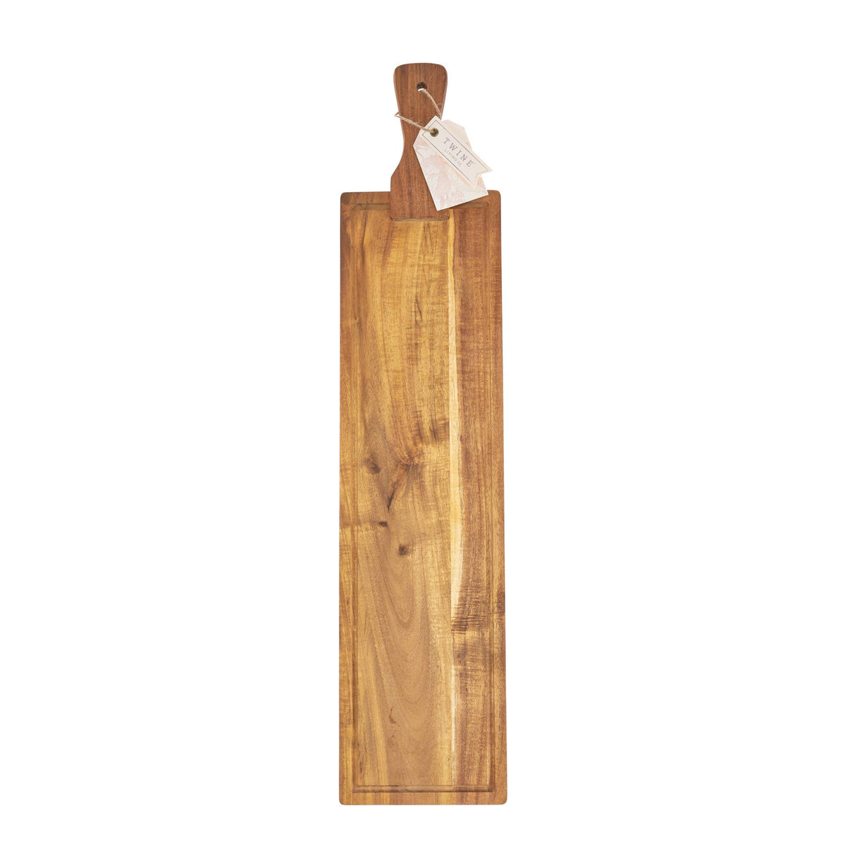 26.5-inch Acacia Tapas Board w/ Faux Leather Hanging Strap