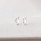 Crystal Huggie Hoop Earrings: 18K Gold Vermeil / Crystal