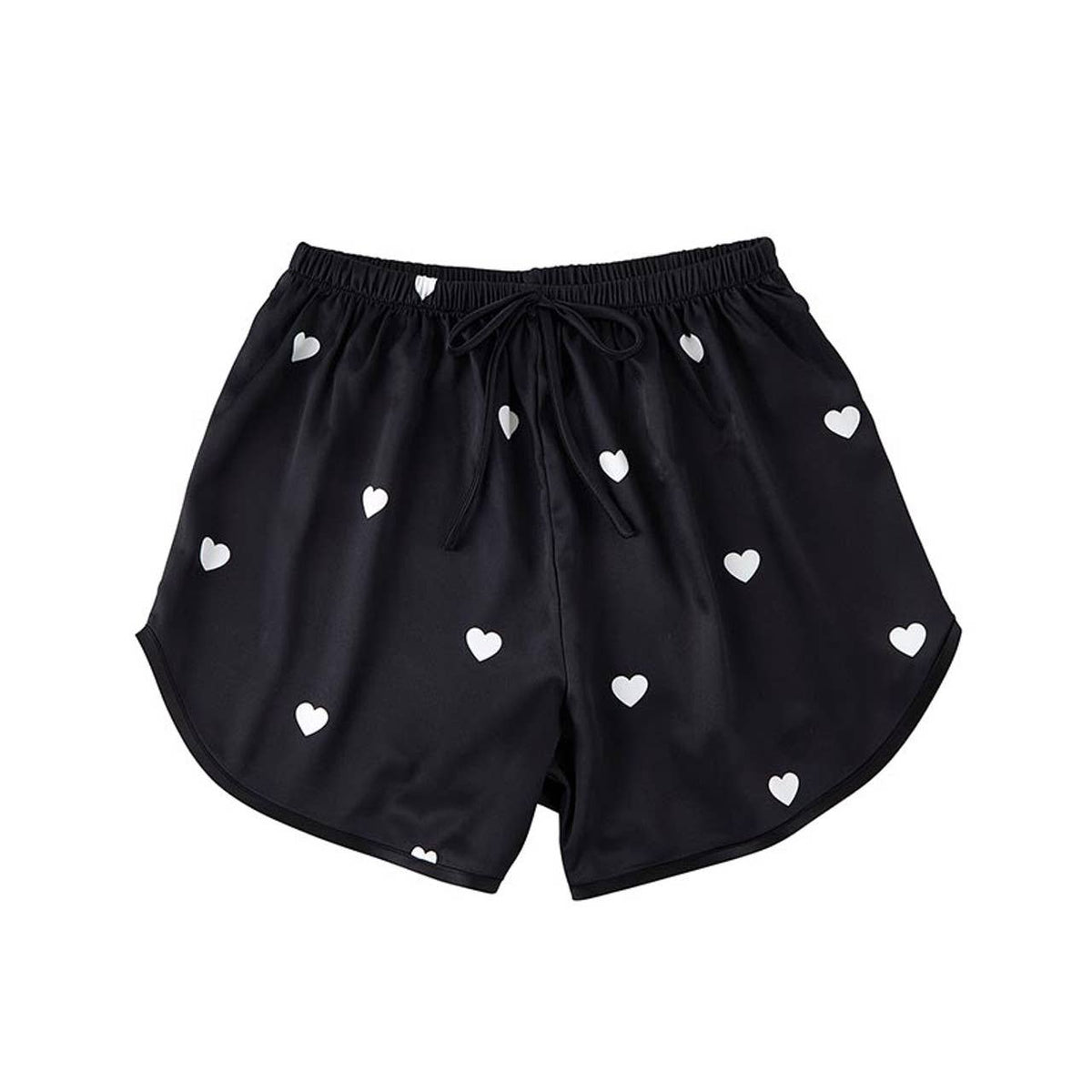 Satin Two-Piece PJ Set - Black: Medium
