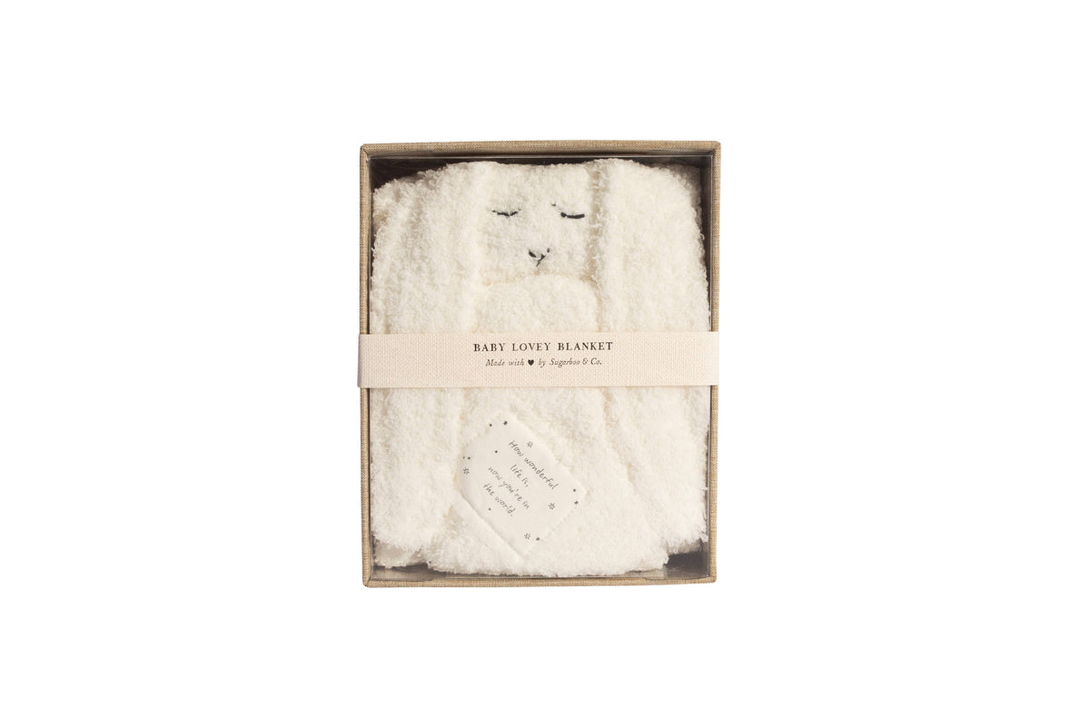 "How wonderful life is" Bunny Baby Lovey Blanket: Oatmeal / How Wonderful Life Is