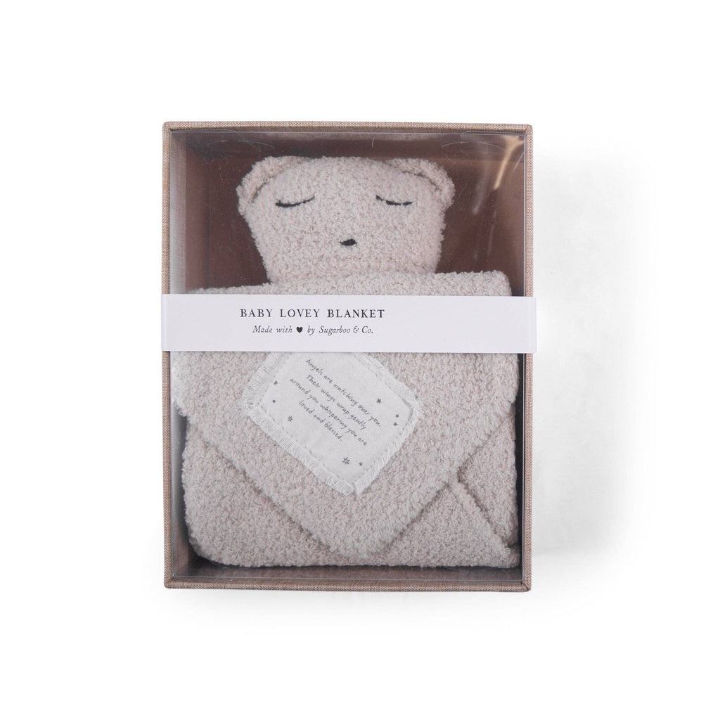 "Angels are watching" Bear Baby Lovey Blanket: White / Angels are Watching