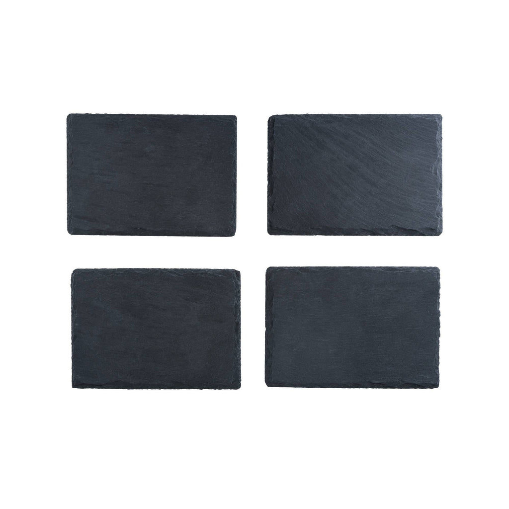 Black Slate Appetizer Plates w/ Natural Edges - Set of 4