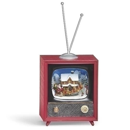 Lighted Musical Rotating TV with House & Sleigh