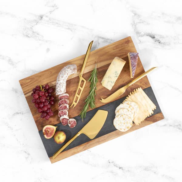 18" Acacia & Slate Charcuterie Board - Includes Chalk