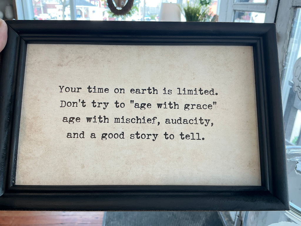 6” High Wood Framed Wall Decor, Black & White