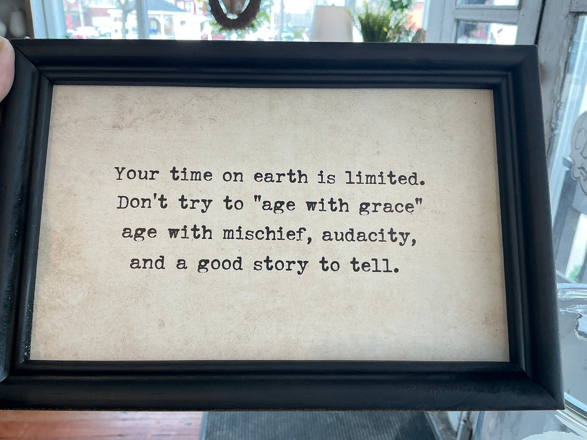 6” High Wood Framed Wall Decor, Black & White