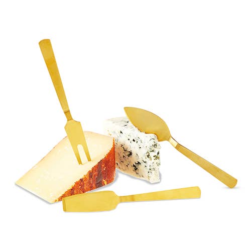 Gold-Plated Stainless Steel Cheese Knives - Set of 3