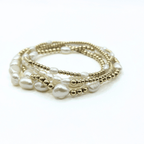 Petite Patterned Rice Pearl Bracelet with 14k Gold-Filled Beads: 7"