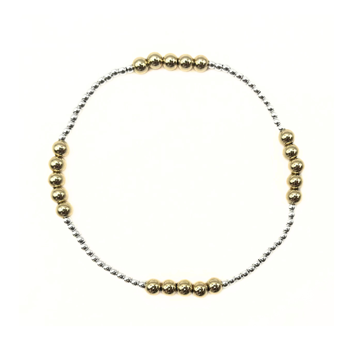 The Hamptons Mix 2x4 Sterling Silver and 14k Gold-Filled Beaded Bracelet: 7"