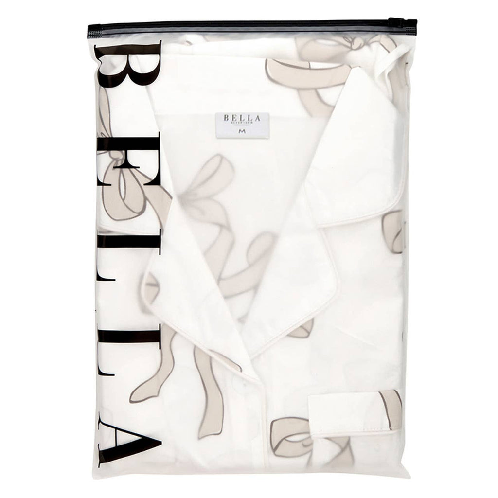 Long Sleeve PJ Set - Flax Bow: 100% Polyester / SM