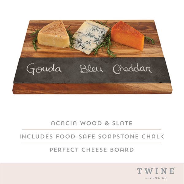 18" Acacia & Slate Charcuterie Board - Includes Chalk
