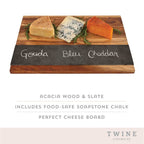 18" Acacia & Slate Charcuterie Board - Includes Chalk